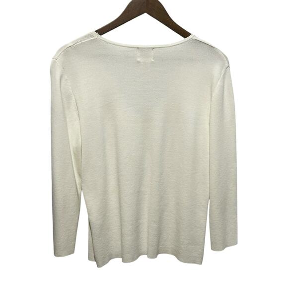 Ruby Rd Women Cardigan Sweater Ivory Embroidered Beaded Cottagecore Boho Classic - Picture 3 of 11